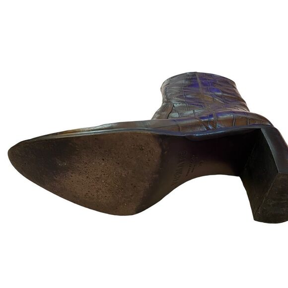 EUC Fabulous VicMatie Brown croc-embossed leather Cowboy Boots - Picture 5 of 9